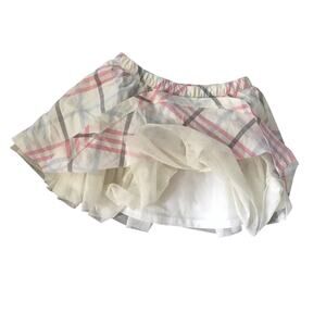 GYMBOREE Kids Girls Plaid Tutu skirt ivory pink 100% Cotton Size 7